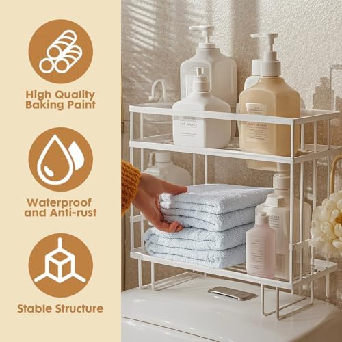 ShellKingdom Over The Toilet Storage Shelf, 2 Tier Toilet Paper Holder Rack