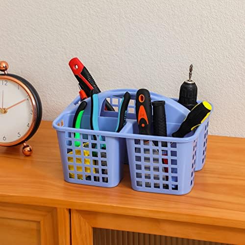 Portable Shower Caddy Basket Plastic Storage Basket with Compartments Blue