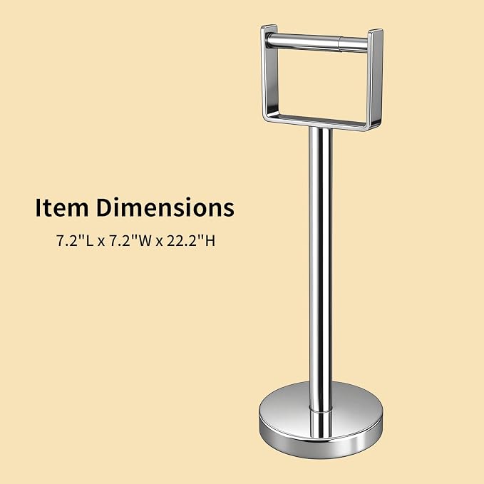 Heavy Duty Toilet Paper Holder Stand, Extra-Weighted Base No Tipping | Stainless Steel Toilet Paper Stand, Free Standing Floor Tissue Roll Holder for Bathroom, Chrome 200UP