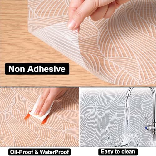 Cooyes Shelf Liners for Kitchen Cabinets, Waterproof and Oil-Proof Kitchen Cupboard Liner, Refrigerator Liners and Plastic Drawer Mats EVA Non Adhesive Shelves