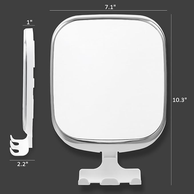 TAILI Shower Mirror Fogless, Shaving Mirror for Shower, Anti-Fog Mirror | Fogless Mirror for Shower with Razor Holder, Fog Free Removable Shower Mirror, Shower Shaving Mirror, White