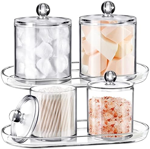 SheeChung Acrylic Vanity Tray, 2 Pack, Clear, 9.65 in x 4.5 in x 0.79 in, Catchall Tray, Countertop Sink Tray Dispenser, Sturdy Holder for Cabinet, Shelf, Cupboard, or Closet Organization