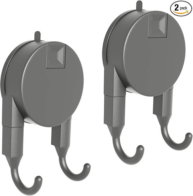 Strong Suction Cup Hooks for Shower, Bathroom, Kitchen, Heavy Duty Hangers for Door Wreaths, Robe, loofah, Towel, Utensils, Removable Wall Hooks for Tile, Glass, Mirror (2 Pack-Gunmetal)