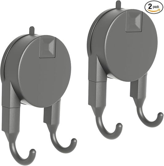 Strong Suction Cup Hooks for Shower, Bathroom, Kitchen, Heavy Duty Hangers for Door Wreaths, Robe, loofah, Towel, Utensils, Removable Wall Hooks for Tile, Glass, Mirror (2 Pack-Gunmetal)