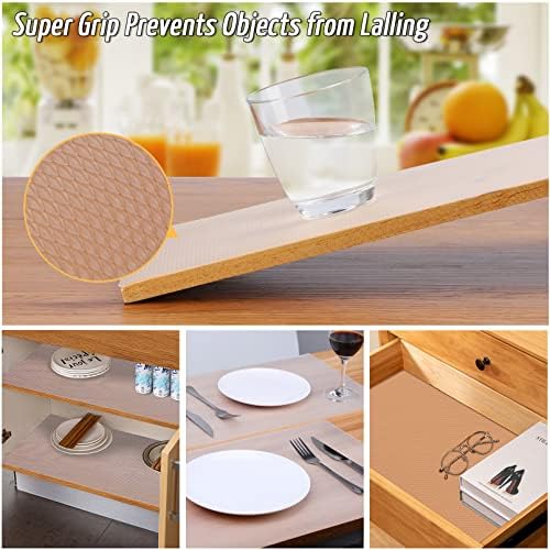 Anoak Shelf Liner, 12 Inches x 10(120.1 Inch) FT Non-Slip Cabinet Liner, Diamond Pattern Clear