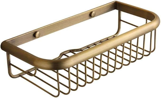 Brass Bathroom Square Shower Caddy Bathroom Shower Storage Rack Shelf Organiser Basket Wall Mount, Bronze