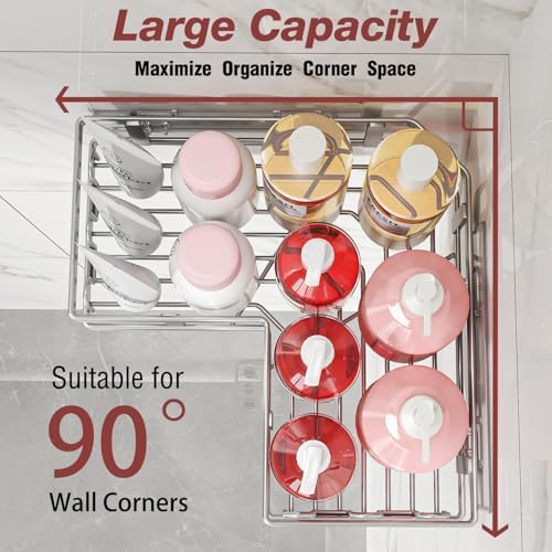 Youvip 4-Pack Adhesive Corner Shower Caddy with Soap Holder, No Drilling Wall Mounted Shower Shelves-Rustproof, Organizer for Bathroom, Kitchen & Home Decor. Silver