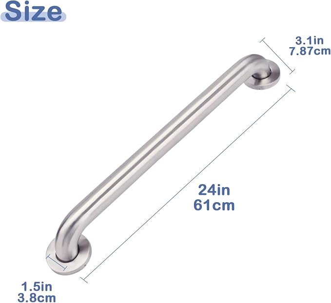 24Inch Shower Grab Bar Anti-Slip Grip,Shower Handles for Elderly, Handicap Grab Bar for Shower, Shower Bars for Inside Shower Bathtub Toilet Safety Handrail for Shower
