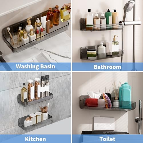 Diesisa Acrylic Wall Mount Organizer, Adhesive Shelves,2Pc Bathroom Shelves