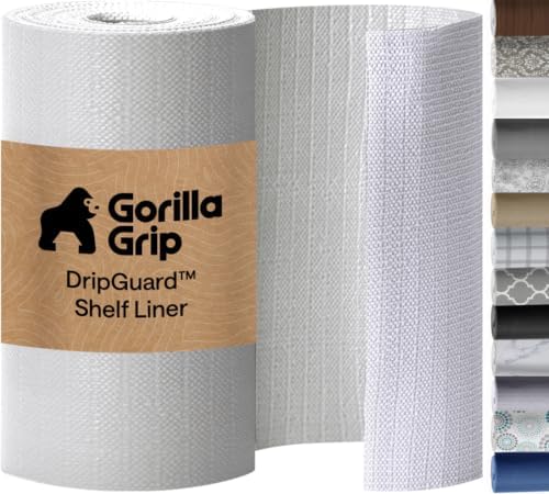 GORILLA GRIP Shelf Liner, Kitchen Drawer Protector, 12x120 Light Gray