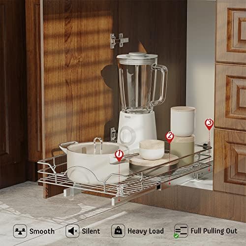 LOVMOR Pull Out Cabinet Organizer and Storage 9" W x 21½" D, Slide Out Shelves for Kitchen Cabinets