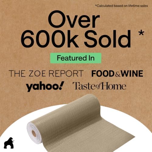 GORILLA GRIP Shelf Liner, Kitchen Drawer Protector, 17.5x120 Beige