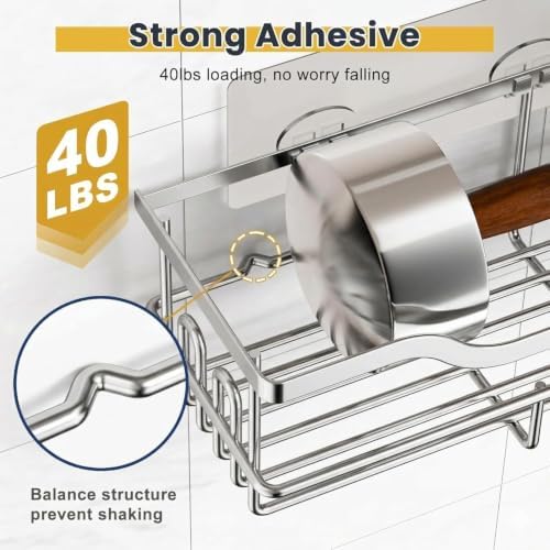 OMAIRA 3-Pack Shower Caddy with Soap Holder, Adhesive Rustproof No-drill Strudy Loading Inside Shower Organizer Shelves Rack Storage Bathroom Organization for Smooth Wall Glass Tile, Black (XX-Large)