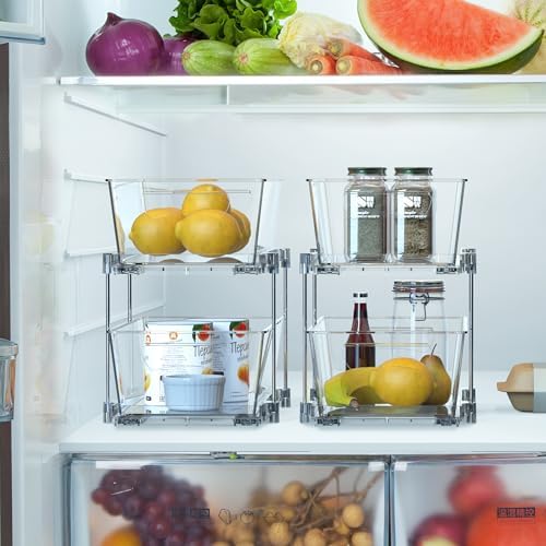 Simple Houseware 2Pcs 2-Tier Slim Drawer Cabinet Pull-Out Organizer, Clear