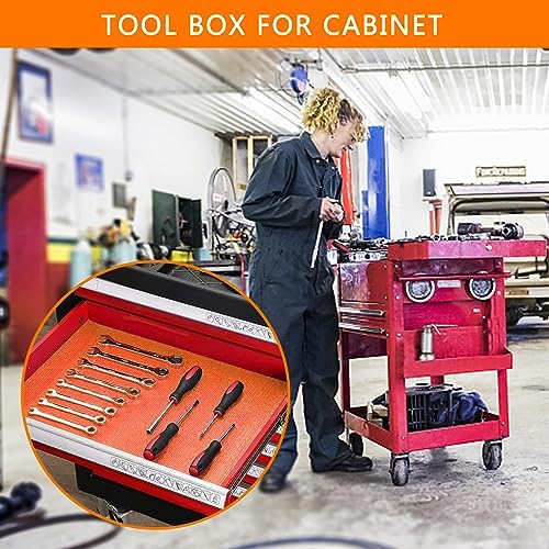 Foam Toolbox Liner Drawer Liner, Non-Slip Shelf Liners 16"W x 193"L Orange