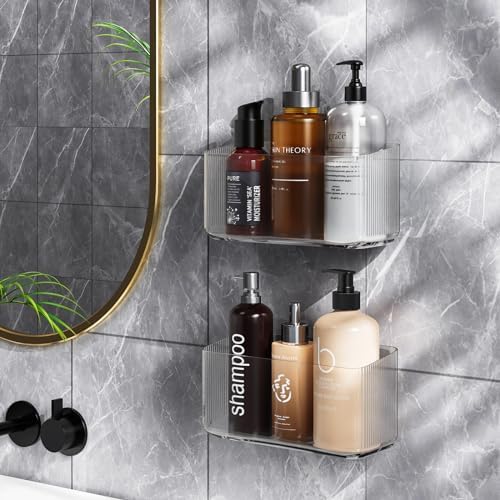 MaraFansie 2 Pack Plastic Lid Organizers - Inside Cabinet for Kitchen Organizers, No Drilling Wall Mount Container Holders for Tupperware, Food Storage, Transparent