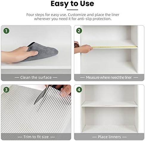 BAGAIL Non-Adhesive Shelf Liner, Thick Strong Grip Drawer Liners for Kitchen Cabinets, Heavy-Duty Easy Cut Cabinet Liners for Shelves, Pantry, Bathroom Cupboards - 17.5" x 10FT, White