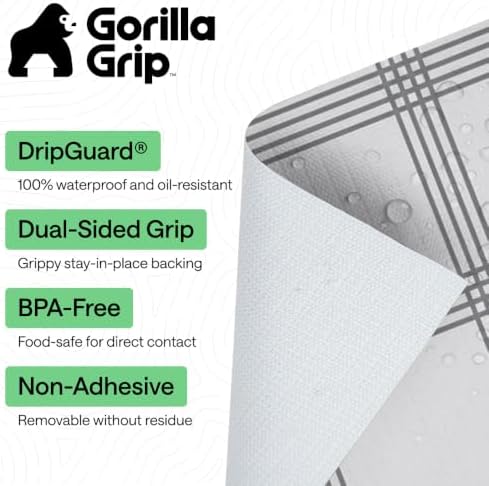 GORILLA GRIP Shelf Liner, Kitchen Drawer Protector, 17.5x240 Gray White