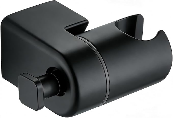 Wall Mount Handheld Shower Head Holder - All Metal -360 Variable Adjustable - Adhesive Or Screw Installation - Universal Shower Hose Holder - (Matte Black)