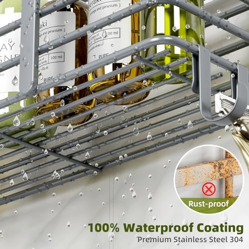Yougai Dark Gray Shower Shelves, Bathroom Organizers and Storage