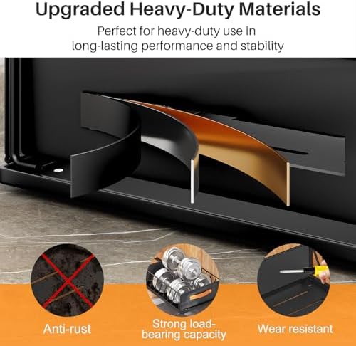 Pull out Cabinet Organizer,Heavy Duty Slide out Pantry Shelves Drawer Storage with Adhesive Nano Film,Sliding Mesh Cabinet Basket with Handle for Kitchen, Bathroom, Home, 15.8"W X 21"D X6.2"H,Black