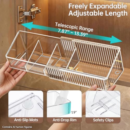 Expandable Medicine Cabinet Organizer for Bathroom, 2 Pack