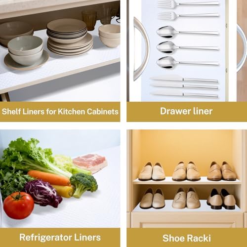 Shelf Liner Kitchen Dresser Drawer Cabinet Liners for Shelves Non Slip, Non Adhesive Waterproof Contact Paper for Cabinets for Home Kitchen, Bathroom, Refrigerator, Dish Rack Mat 12 Inches x 20 Feet