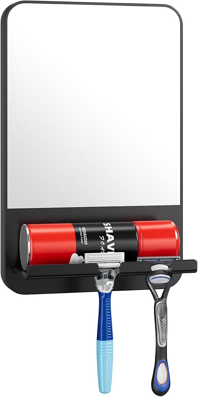 TAILI Shower Mirror Fogless for Shaving,Fogless Mirror Suction Wall Mounted | Shower Mirror Fogless, Shaving Mirrors, Removable & Reusable, Wall Mount, Razor Holder Storage, Bathroom Accessories K9