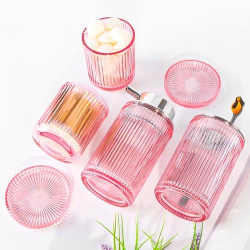4pcs Pink Glass Bathroom Accessories Set