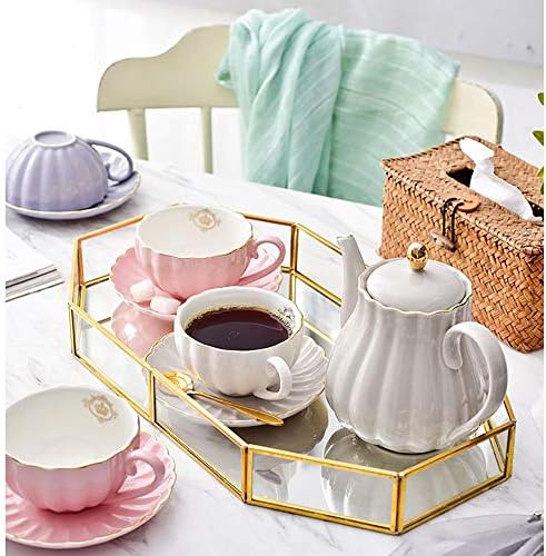 Mirror Gold Rectangle Makeup Decorative Tray, Metal Jewelry Organizer for Vanity, Bathroom, Dressing Table (Large)