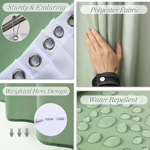 XLHOMO Sage Green Bathroom Set, Bathroom Sets with Shower Curtain and Rugs