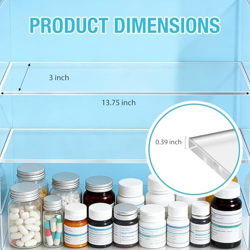 4 Pcs Medicine Cabinet Shelves Replacement, Acrylic
