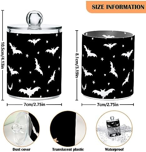 2 Pack Plastic Qtips Holder Bats Bathroom Organizer Canisters for Cotton Balls/Swabs/Pads/Floss,Plastic Apothecary Jars for Vanity