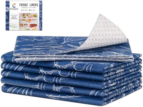 Cooyes 6 Pack Refrigerator Shelf Liners for French Door Fridge, 17.7" × 36" Extra Large, Non-Slip Fridge Mats Machine Washable, Refrigerator Drawer Liner for Glass Shelves Kitchen Cabinet