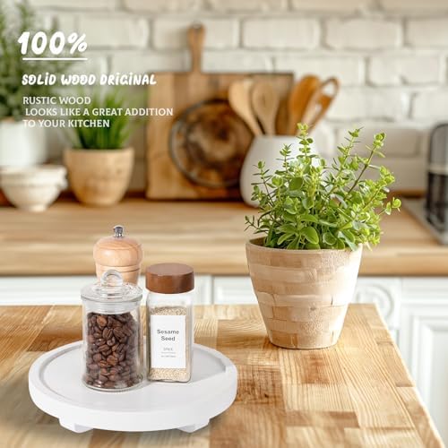 Round Decorative Tray Farmhouse Kitchen Decor Soap Dish, 8" White