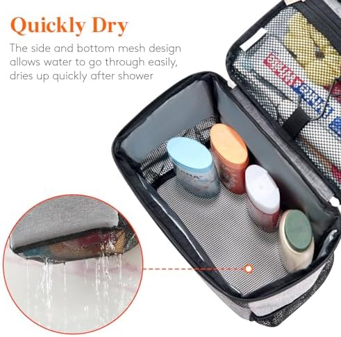 Lifewit Shower Bag Mesh Shower Caddy Portable College Dorm Room Essentials Tote Bag for Bathroom, Gym, Travel, Camping Quick Dry Hanging Shower Organizer Basket Toiletry Bag, Medium, Grey
