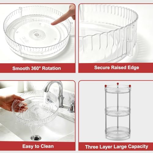 3 Tier Rotary Medicine Cabinet Organizer, Lazy Susan Medicine Organizer