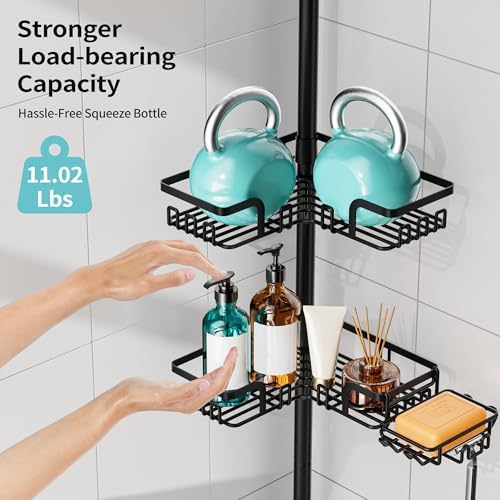 KEGII Corner Shower Caddy Tension Pole, Stainless Steel Shower Organizer
