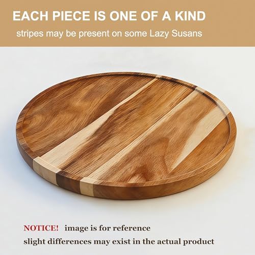 10-inch Acacia Wood Lazy Susan Organizers,Lazy Susan Turntable for Cabinet