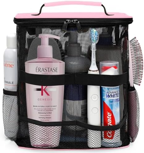 Dorm Room Essentials for Girls, Mesh Shower Caddy Hanging, Large Capacity Toiletry Bag for Women, Quick Dry Shower Bag for Camping, Cruise, Travel Essentials, Christmas Birthday Gifts for Women Girls