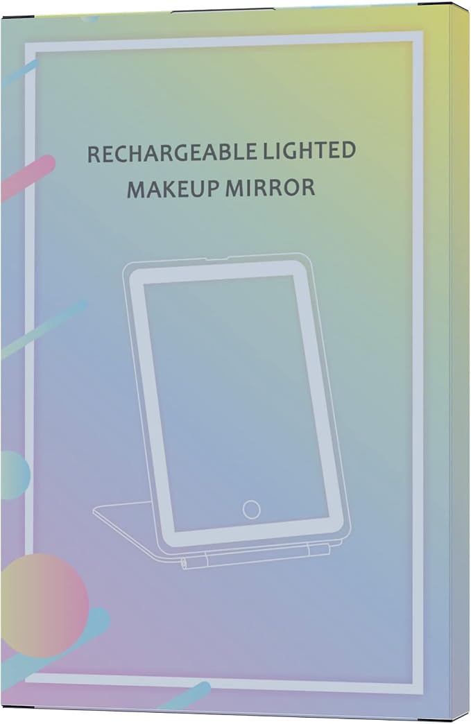 FUNTOUCH Rechargeable Travel Makeup Mirror with 72 Led Lights Portable | Lighted Beauty Mirror, 3 Color Lighting, Dimmable Touch Screen, Tabletop LED Folding Cosmetic Vanity Mirror