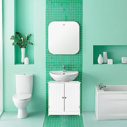 Pedestal Sink Storage Cabinet with 2 Doors, Under Sink Bathroom Cabinet with 2 Doors and Shelf, Under Sink Cabinet Bathroom Space Saver Organizer Pedestal Sink Vanity Furniture