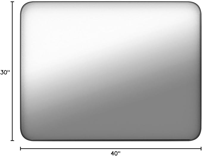 LOAAO 40X30 Inch Black Bathroom Mirror Metal Framed | Matte Black, Rounded Rectangle, Anti-Rust, Tempered Glass, Hangs Horizontally or Vertically
