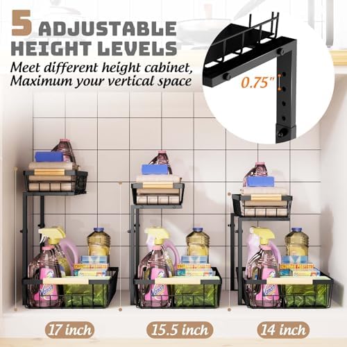 Under Sink Organizer and Storage, Slide Out Under Cabinet Storage Pull Out Sink Shelf Cabinet Storage Shelves, Undersink Organizers for Kitchen Bathroom Cabinet