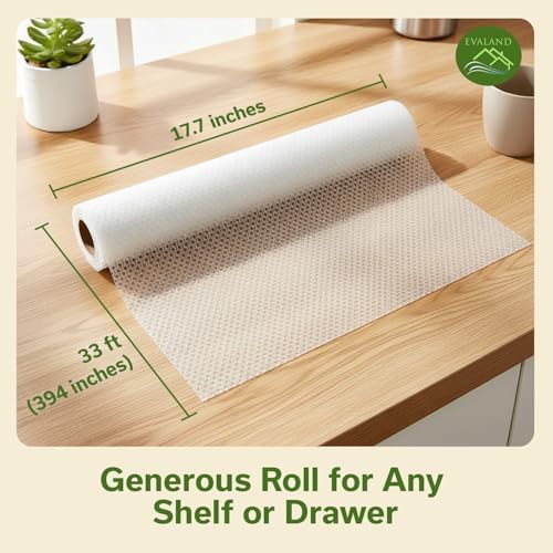 EVALAND Shelf Liner Cabinet Liner Non-Adhesive Drawer Liner 17.7 in x 33 FT