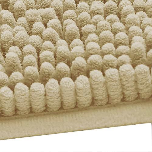 Madeals Bath Rug Set 4 Piece with Toilet Lid Cover, Soft Shaggy Bath Rug Set 3 Piece and U-Shaped Toilet Floor Rug Beige