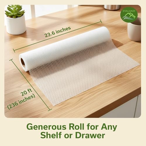 EVALAND Shelf Liner Cabinet Liner Non-Adhesive Drawer Liner 23.6 in x 20 FT