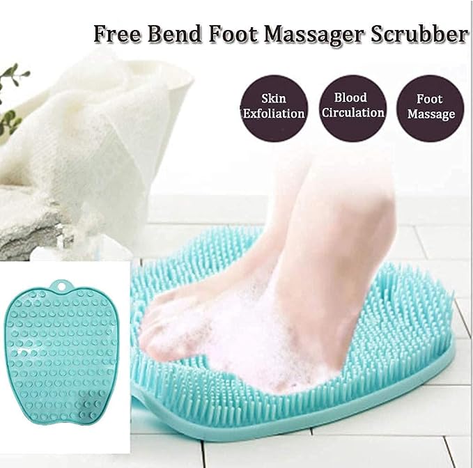 AMELLY Shower Foot Scrubber, Foot Cleaner Non Slip Silicone Pad, Shower Floor Massage Mat for Exfoliating Dead Skin Feet Clean