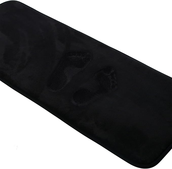 Black Bathroom Runner Rugs Long Narrow Bath Mat Skinny Thin Bathmat | Memory Foam Microfiber Bathroom Carpet Non Slip Soft Absorbent Washable Bathrug,16" x 47"