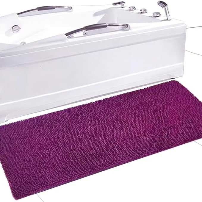 Madeals Long Bathroom Rugs Chenille Runner Bathroom Mat Kitchen Rug Purple